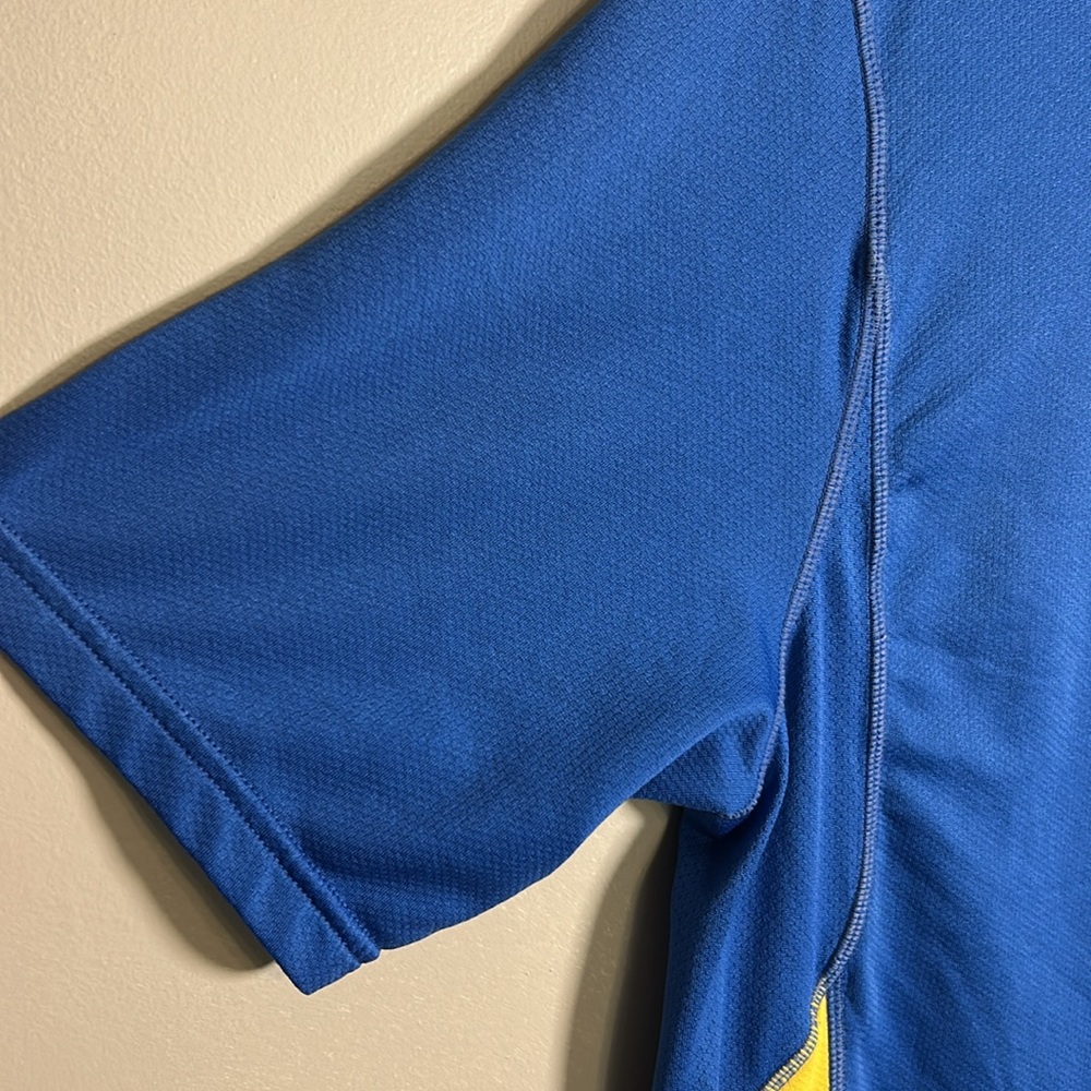 Nike Fit Dry Blue and Yellow Performance Quick Dry Short Sleeve Shirt Sz Large - Picture 7 of 13